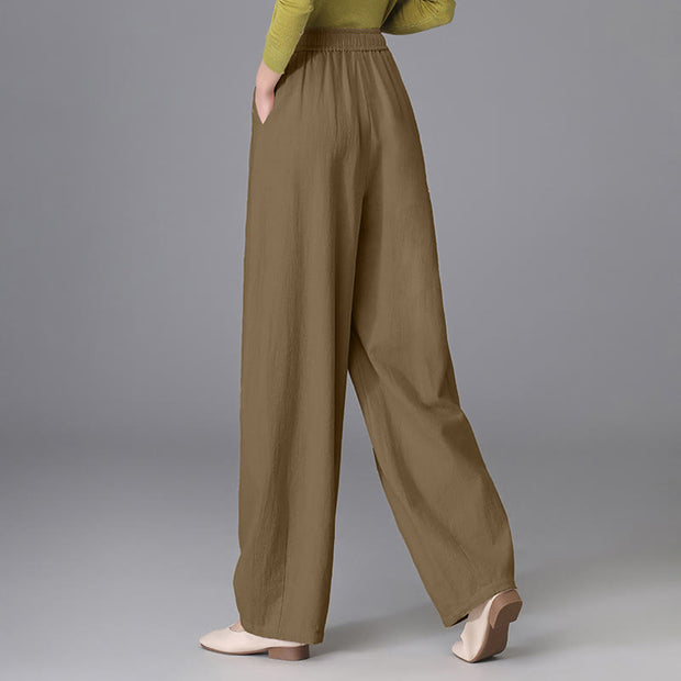 Buddha Stones Women's Casual Vintage Plain Drawstring Carrot Design Cotton Linen Pants With Pockets - image 17