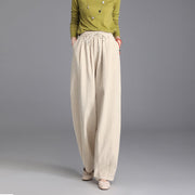 Buddha Stones Women's Casual Vintage Plain Drawstring Carrot Design Cotton Linen Pants With Pockets - image 2