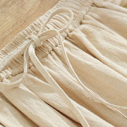 Buddha Stones Women's Casual Vintage Plain Drawstring Carrot Design Cotton Linen Pants With Pockets - image 5