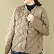 Buddha Stones Women's Fall Plain Diamond Quilted Design Cotton Thermal Jacket With Pockets - image 3