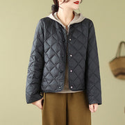 Buddha Stones Women's Fall Plain Diamond Quilted Design Cotton Thermal Jacket With Pockets - image 19