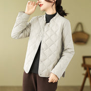 Buddha Stones Women's Fall Plain Diamond Quilted Design Cotton Thermal Jacket With Pockets - FloralWhite - US8-10，UK/AU12-14，EU40-42 (2XL) - image 13