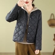 Buddha Stones Women's Fall Plain Diamond Quilted Design Cotton Thermal Jacket With Pockets - Black - US8-10，UK/AU12-14，EU40-42 (2XL) - image 14