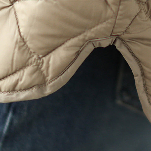 Buddha Stones Women's Fall Plain Diamond Quilted Design Cotton Thermal Jacket With Pockets - image 7