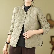 Buddha Stones Women's Fall Plain Diamond Quilted Design Cotton Thermal Jacket With Pockets - image 26