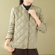 Buddha Stones Women's Fall Plain Diamond Quilted Design Cotton Thermal Jacket With Pockets - image 25