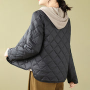 Buddha Stones Women's Fall Plain Diamond Quilted Design Cotton Thermal Jacket With Pockets - image 15