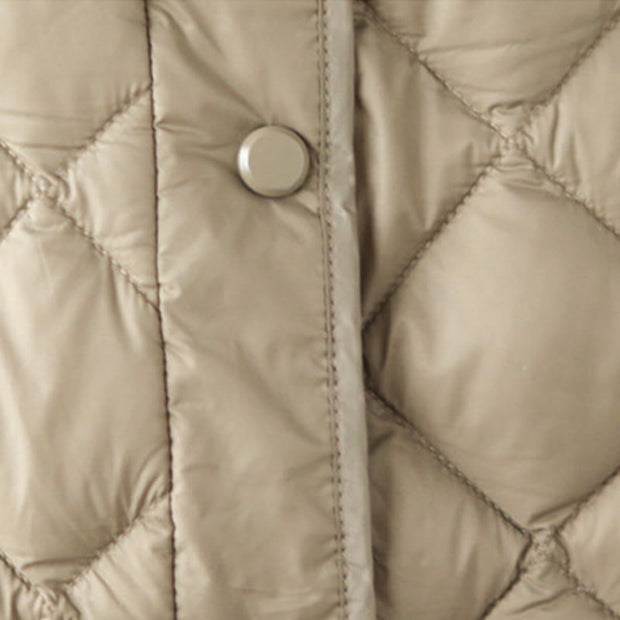 Buddha Stones Women's Fall Plain Diamond Quilted Design Cotton Thermal Jacket With Pockets - image 12