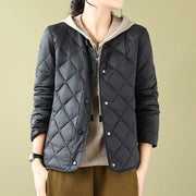 Buddha Stones Women's Fall Plain Diamond Quilted Design Cotton Thermal Jacket With Pockets - image 16