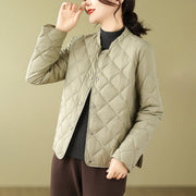 Buddha Stones Women's Fall Plain Diamond Quilted Design Cotton Thermal Jacket With Pockets - image 22