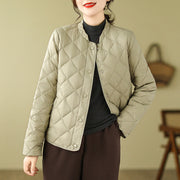 Buddha Stones Women's Fall Plain Diamond Quilted Design Cotton Thermal Jacket With Pockets - YellowGreen - US8-10，UK/AU12-14，EU40-42 (2XL) - image 21