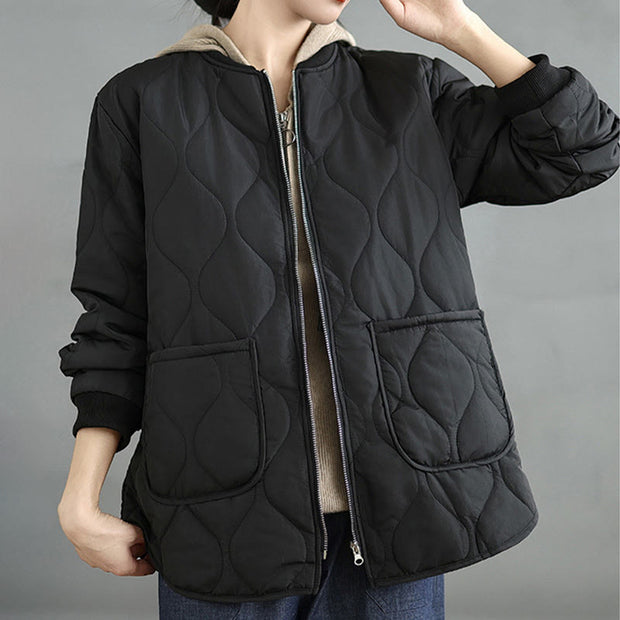 Buddha Stones Women's Casual Plain Zipper Design Cotton Jacket With Pockets - image 15