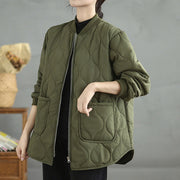 Buddha Stones Women's Casual Plain Zipper Design Cotton Jacket With Pockets - image 2