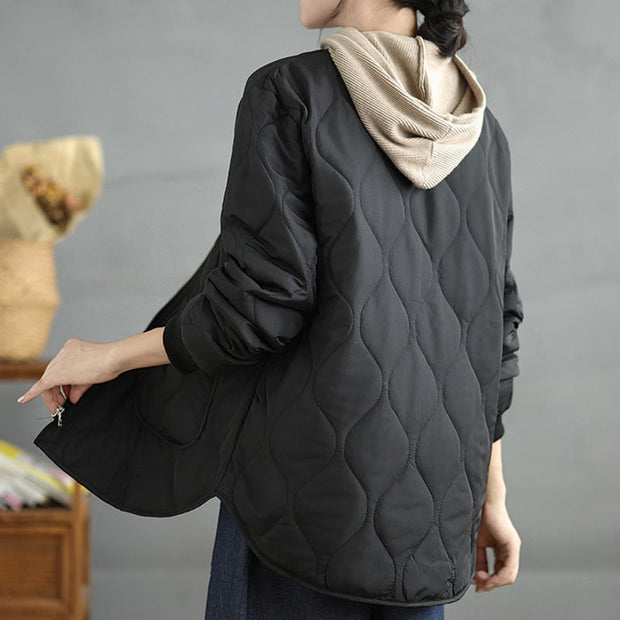 Buddha Stones Women's Casual Plain Zipper Design Cotton Jacket With Pockets - image 14