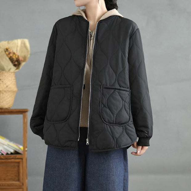 Buddha Stones Women's Casual Plain Zipper Design Cotton Jacket With Pockets - image 13
