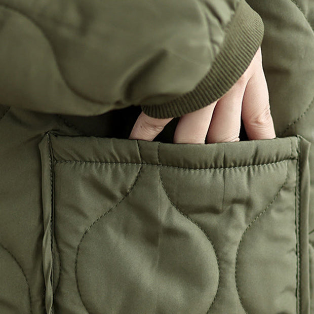 Buddha Stones Women's Casual Plain Zipper Design Cotton Jacket With Pockets - image 9