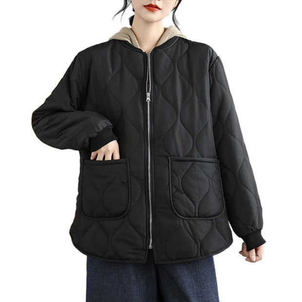 Buddha Stones Women's Casual Plain Zipper Design Cotton Jacket With Pockets - image 17