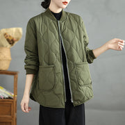 Buddha Stones Women's Casual Plain Zipper Design Cotton Jacket With Pockets - image 3