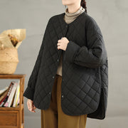 Buddha Stones Women's Casual Plain Buttons Design Cotton Thermal Diamond-quilted Jacket With Pockets - image 21