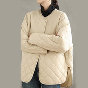 Buddha Stones Women's Casual Plain Buttons Design Cotton Thermal Diamond-quilted Jacket With Pockets - image 16