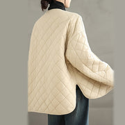 Buddha Stones Women's Casual Plain Buttons Design Cotton Thermal Diamond-quilted Jacket With Pockets - image 17