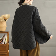 Buddha Stones Women's Casual Plain Buttons Design Cotton Thermal Diamond-quilted Jacket With Pockets - image 22