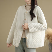 Buddha Stones Women's Vintage Buttons Simple Design Long Sleeve Cotton Jacket With Pockets - image 10