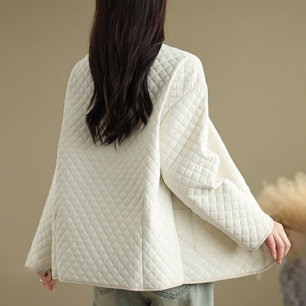 Buddha Stones Women's Vintage Buttons Simple Design Long Sleeve Cotton Jacket With Pockets - image 11