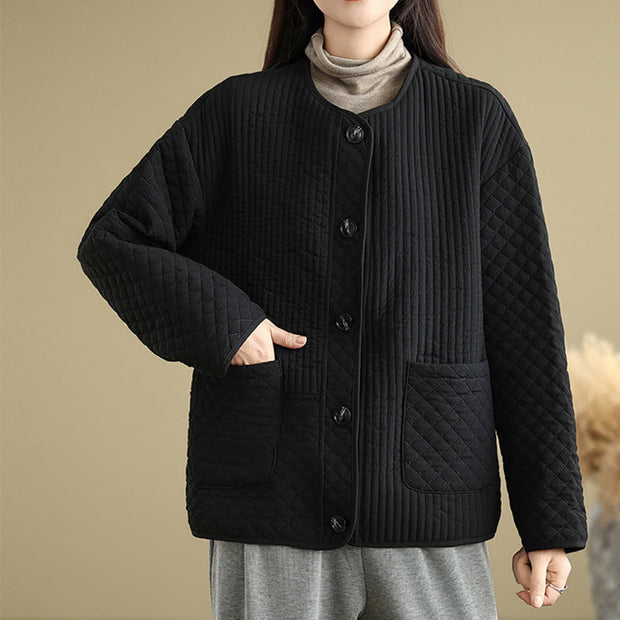Buddha Stones Women's Vintage Buttons Simple Design Long Sleeve Cotton Jacket With Pockets - image 4