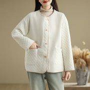 Buddha Stones Women's Vintage Buttons Simple Design Long Sleeve Cotton Jacket With Pockets - image 8