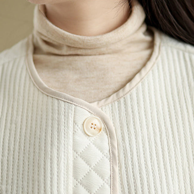 Buddha Stones Women's Vintage Buttons Simple Design Long Sleeve Cotton Jacket With Pockets - image 13