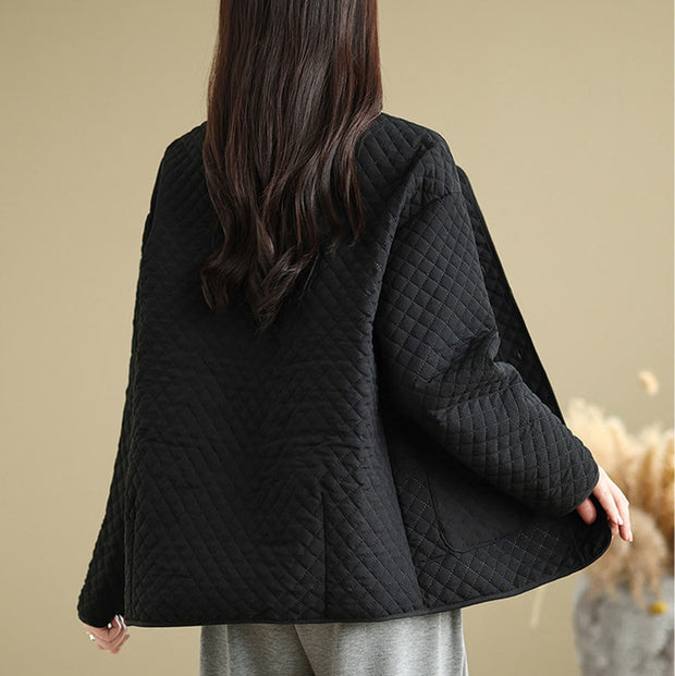 Buddha Stones Women's Vintage Buttons Simple Design Long Sleeve Cotton Jacket With Pockets - image 3