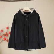 Buddha Stones Women's Plain Color Hoodie Cotton Thermal Fleece-Lined Jacket With Pockets - Black - US6，UK/AU10，EU38 (XL) - image 7