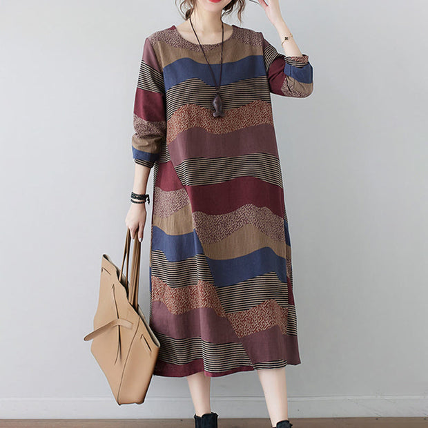 Buddha Stones Ethnic Printing Short Sleeve Cotton Linen Midi Dress With Pockets - image 5
