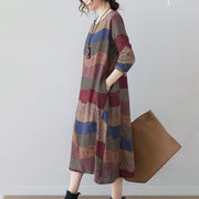Buddha Stones Ethnic Printing Short Sleeve Cotton Linen Midi Dress With Pockets - image 6