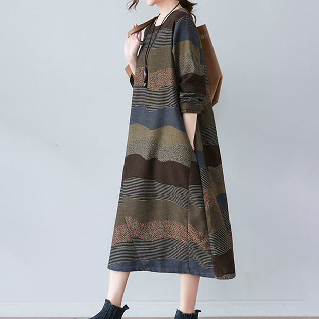 Buddha Stones Ethnic Printing Short Sleeve Cotton Linen Midi Dress With Pockets - image 20
