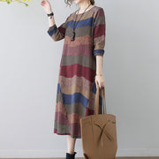 Buddha Stones Ethnic Printing Short Sleeve Cotton Linen Midi Dress With Pockets - image 7