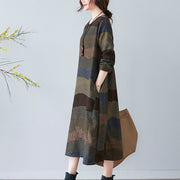 Buddha Stones Ethnic Printing Short Sleeve Cotton Linen Midi Dress With Pockets - image 22