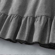 Buddha Stones Causal Plaid Pattern Pleated Ruffled Design Cotton Midi Dress With Pockets - image 9