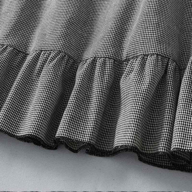 Buddha Stones Causal Plaid Pattern Pleated Ruffled Design Cotton Midi Dress With Pockets - image 9