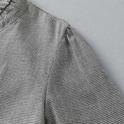 Buddha Stones Causal Plaid Pattern Pleated Ruffled Design Cotton Midi Dress With Pockets - image 5