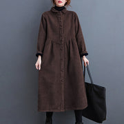 Buddha Stones Plain Buttons Design Women's Cotton Corduroy Fleece-Lined Coat With Pockets - image 27