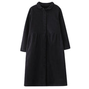 Buddha Stones Plain Buttons Design Women's Cotton Corduroy Fleece-Lined Coat With Pockets - image 9