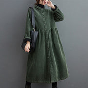 Buddha Stones Plain Buttons Design Women's Cotton Corduroy Fleece-Lined Coat With Pockets - image 15