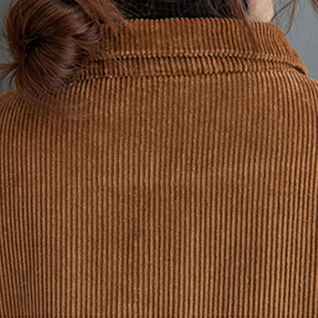 Buddha Stones Plain Buttons Design Women's Cotton Corduroy Fleece-Lined Coat With Pockets - image 23