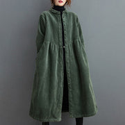 Buddha Stones Plain Buttons Design Women's Cotton Corduroy Fleece-Lined Coat With Pockets - image 12