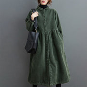 Buddha Stones Plain Buttons Design Women's Cotton Corduroy Fleece-Lined Coat With Pockets - SeaGreen - US8-10，UK/AU12-14，EU40-42 (2XL) - image 10