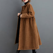 Buddha Stones Plain Buttons Design Women's Cotton Corduroy Fleece-Lined Coat With Pockets - image 18