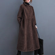 Buddha Stones Plain Buttons Design Women's Cotton Corduroy Fleece-Lined Coat With Pockets - image 28