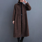 Buddha Stones Plain Buttons Design Women's Cotton Corduroy Fleece-Lined Coat With Pockets - image 25